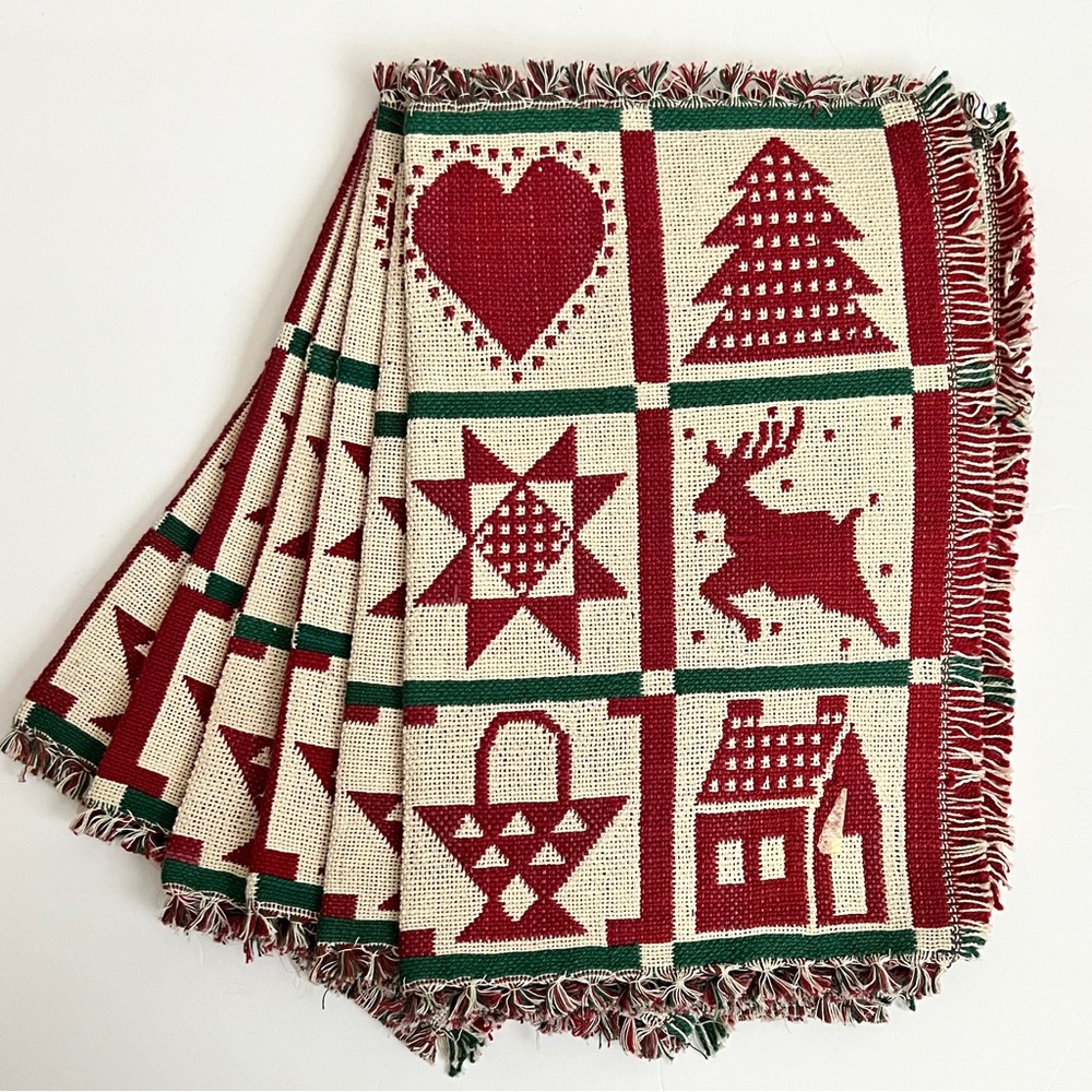 Vintage Tapestry Placemats Christmas Holiday Set of 6